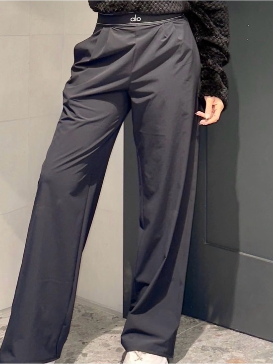 ALO Yoga Pants - ALO Yoga Black Wide-Leg Lounge Pants